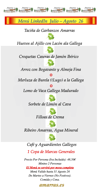 Menu LinkedIn Amarras Mayo